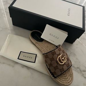 Women’s GG matelassé canvas espadrille sandal